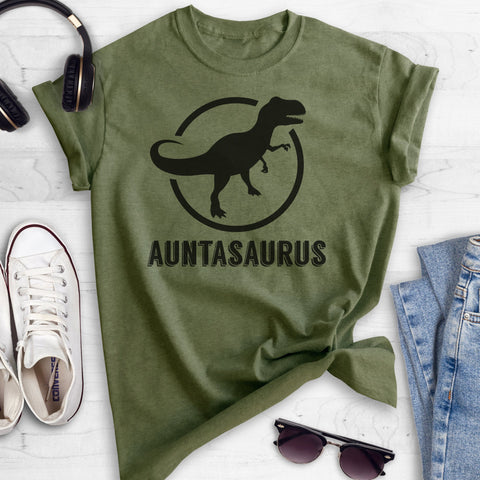 Auntasaurus Heather Military Green Unisex T-shirt