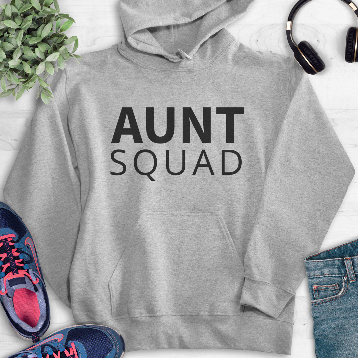 Aunt Squad Hoodie Heather Gray