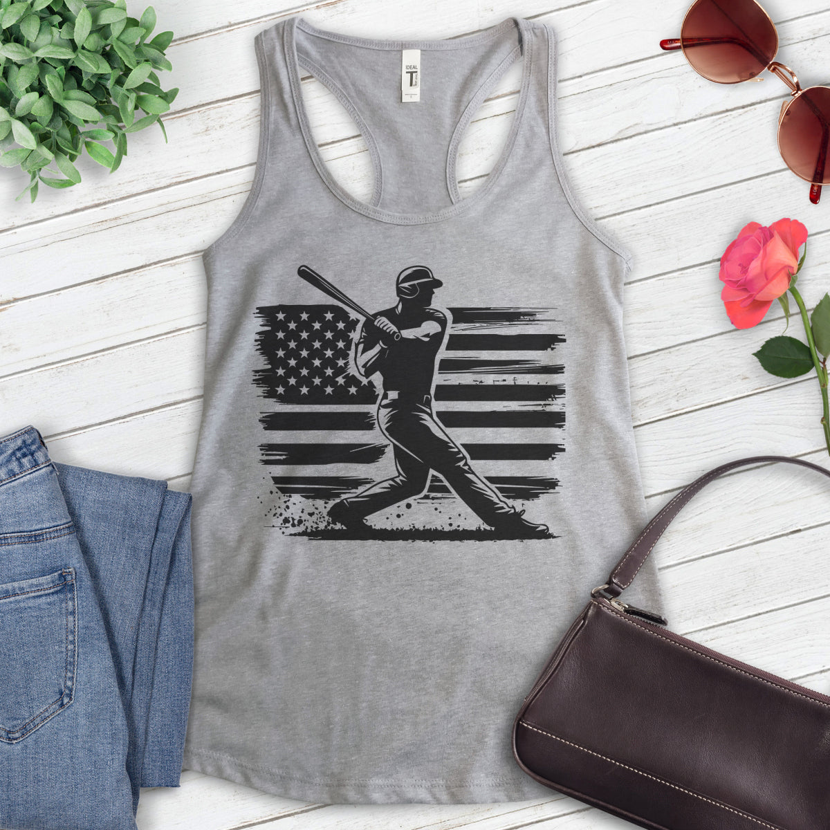 American Flag Baseball Tank Top