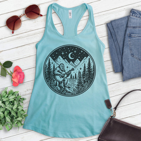 Bigfoot Playing Guitar Tank Top