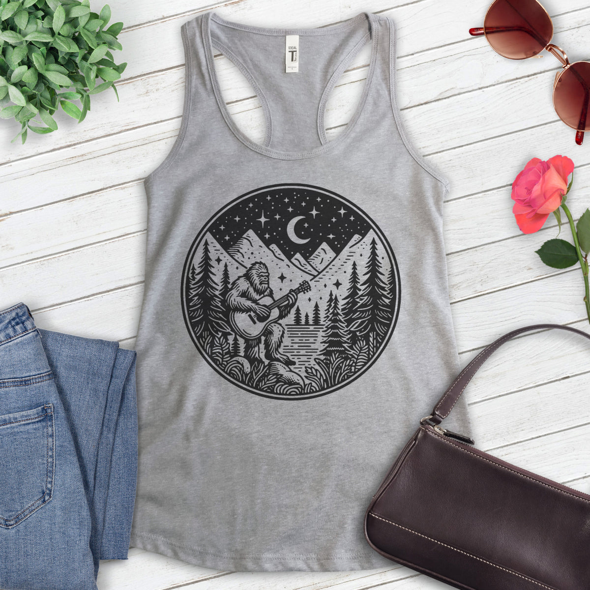Bigfoot Playing Guitar Tank Top