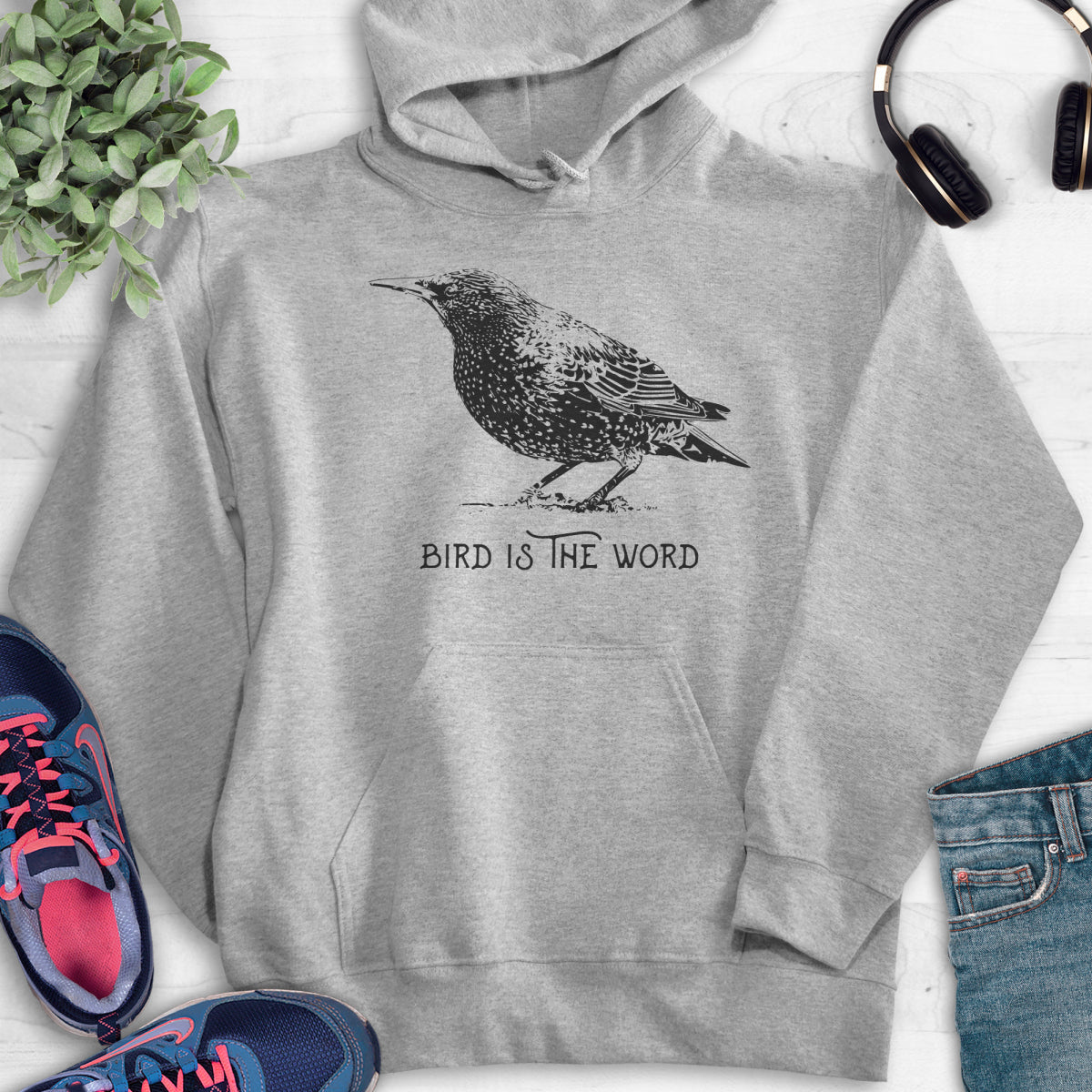 Bird Is The Word Hoodie Heather Gray