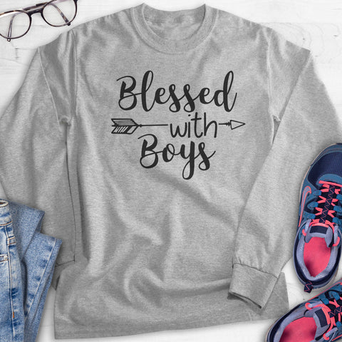 Blessed With Boys Hoodie, Sweatshirt, Long Sleeve T-shirt