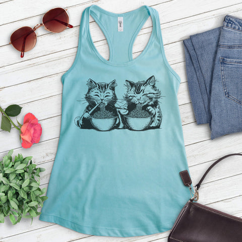 Cats Eating Ramen Tank Top