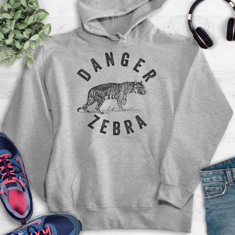 Danger Zebra Hoodie Heather Gray