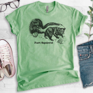 Fart Squirrel Heather Apple Green Unisex T-shirt