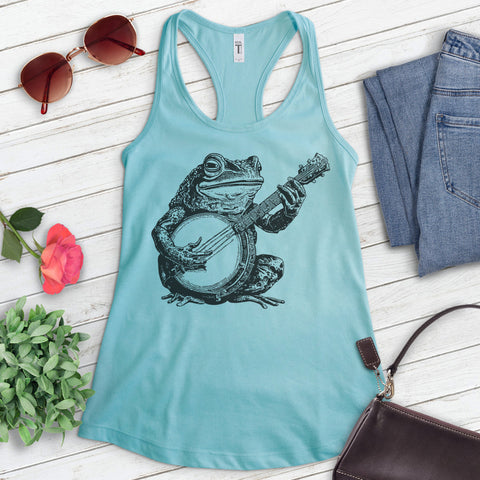 Frog Playing Banjo Tank Top