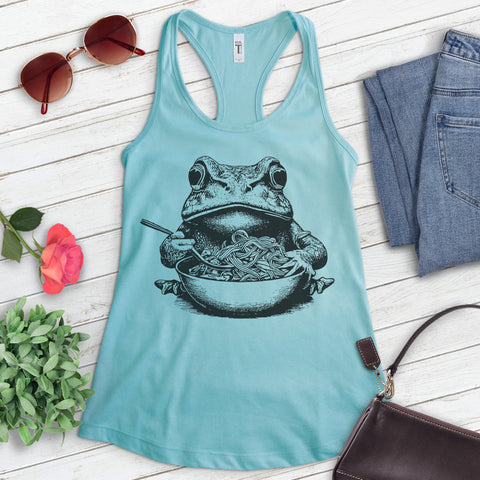 Frog Eating Ramen Noodles Tank Top