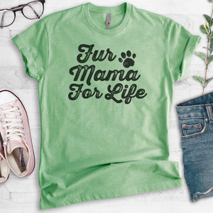 Fur Mama For Life Heather Apple Green Unisex T-shirt