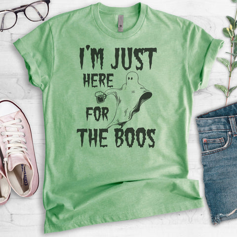 I'm Just Here For The Boos Heather Apple Green Unisex T-shirt