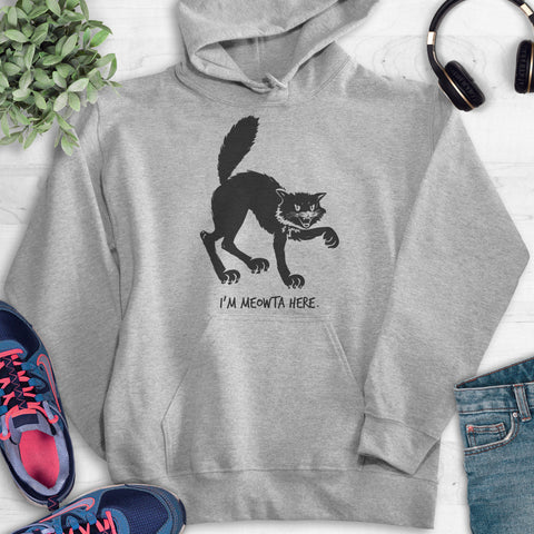 I'm Meowta Here Hoodie Heather Gray