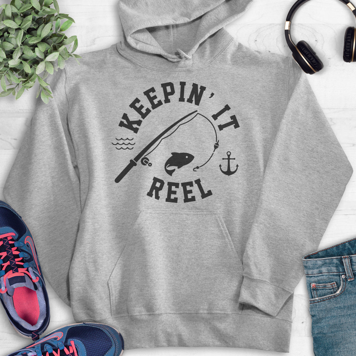 Keepin' It Reel Hoodie Heather Gray