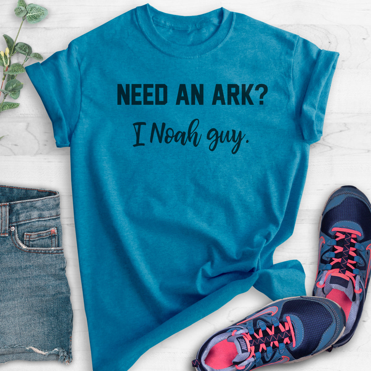 "Need An Ark? I Noah Guy" Funny Religious T-Shirt - Men's Or Women's Organic Cotton - View #3
