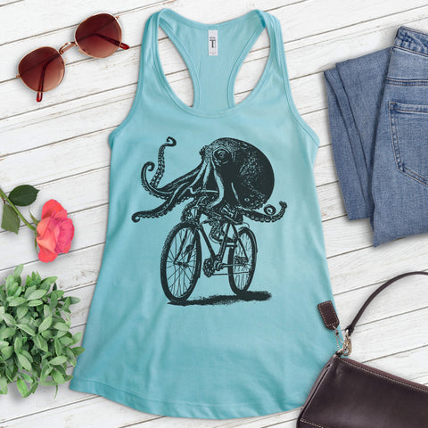 Octopus Riding Bike Tank Top