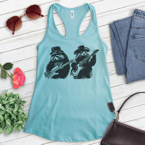 Raccoons Playing Guitar Tank Top