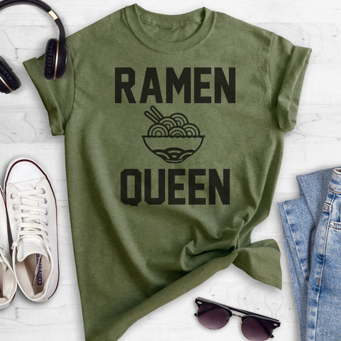 Ramen Queen Heather Military Green Unisex T-shirt