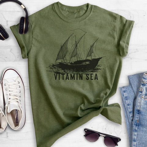 Sailing Vitamin Sea Heather Military Green Unisex T-shirt