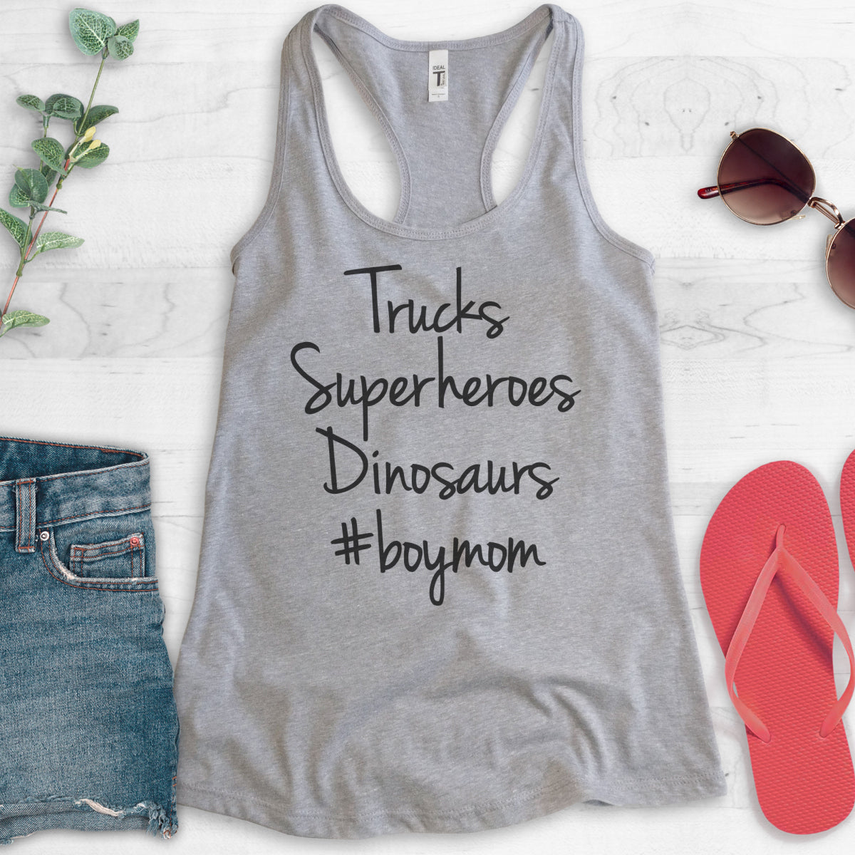 Trucks, Superheroes, Dinosaurs #BoyMom Tank Top