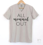 All Mommed Out Silk Gray V-Neck T-shirt
