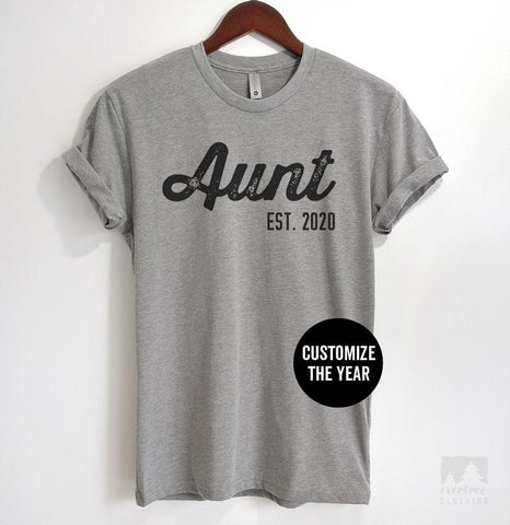 Aunt Est. 2020 (Customize Any Year) Heather Gray Unisex T-shirt