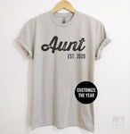 Aunt Est. 2020 (Customize Any Year) Silk Gray Unisex T-shirt