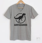 Auntasaurus Heather Gray V-Neck T-shirt