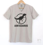 Auntasaurus Silk Gray V-Neck T-shirt