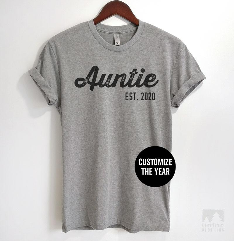 Auntie Est. 2020 (Customize Any Year) Heather Gray Unisex T-shirt