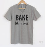 Bake Like A Boss Heather Gray V-Neck T-shirt