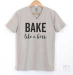 Bake Like A Boss Silk Gray V-Neck T-shirt