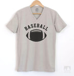Baseball Silk Gray V-Neck T-shirt