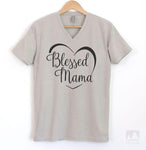 Blessed Mama Silk Gray V-Neck T-shirt