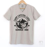 Camp Crystal Lake Silk Gray V-Neck T-shirt