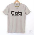 Cats Because People Suck Silk Gray V-Neck T-shirt