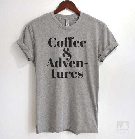 Coffee & Adventures Heather Gray Unisex T-shirt