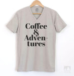 Coffee & Adventures Silk Gray V-Neck T-shirt