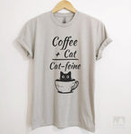 Coffee Plus Cat Equals Cat-feine Silk Gray Unisex T-shirt