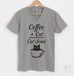 Coffee Plus Cat Equals Cat-feine Heather Gray V-Neck T-shirt