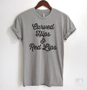Curved Hips And Red Lips Heather Gray Unisex T-shirt
