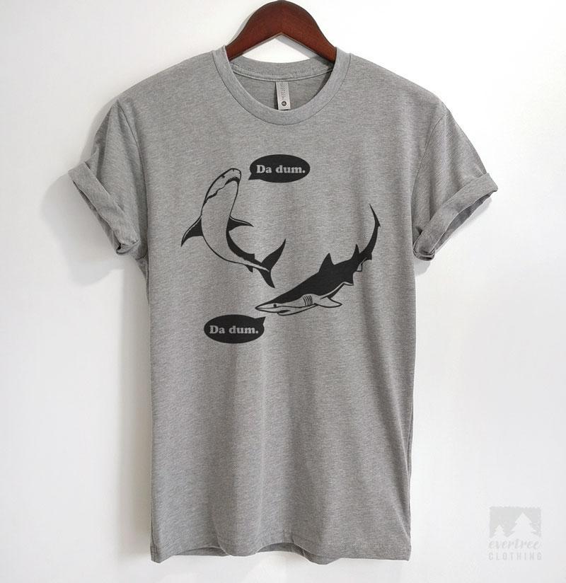 Da Dum Shark Heather Gray Unisex T-shirt