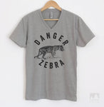 Danger Zebra Heather Gray V-Neck T-shirt