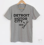 Detroit Motor City Heather Gray V-Neck T-shirt