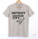 Detroit Motor City Silk Gray V-Neck T-shirt