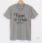 Farm Hair Don't Care Heather Gray V-Neck T-shirt