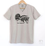 Fart Squirrel Silk Gray V-Neck T-shirt