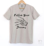 Follow Your Dreams Silk Gray V-Neck T-shirt