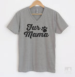 Fur Mama Heather Gray V-Neck T-shirt