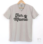 Fur Mama Silk Gray V-Neck T-shirt
