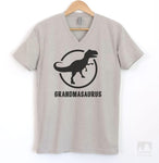 Grandmasaurus Silk Gray V-Neck T-shirt