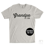 Grandpa Est. 2020 (Customize Any Year) Silk Gray Unisex T-shirt